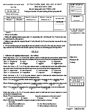 Đề thi thử tuyển sinh vào Lớp 10 THPT môn Tiếng Anh - Mã đề 002 - Năm học 2019-2020 - Sở GD và ĐT Hà Nội